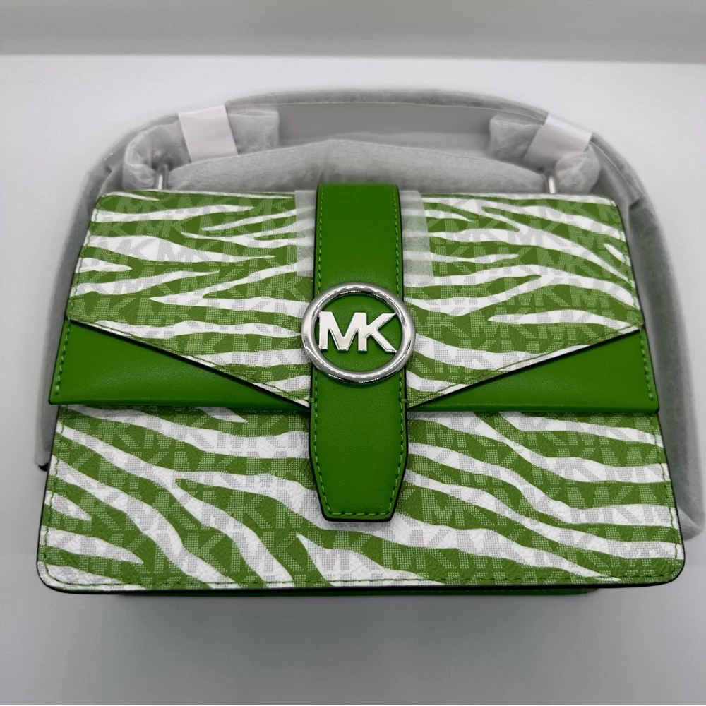 NWT Michael Kors Greenwich Small Animal Print Logo Crossbody Bag $498